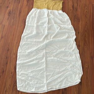 OH MY BOD Black label gold and cream strapless grecian style bathing suit cover-